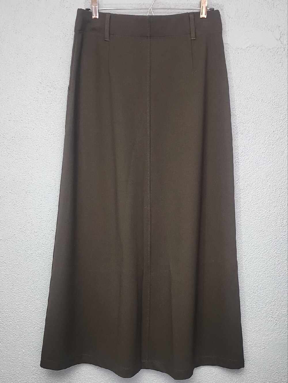Max Studio Olive Maxi Skirt with Front Patch Pockets - Picture 3 of 5